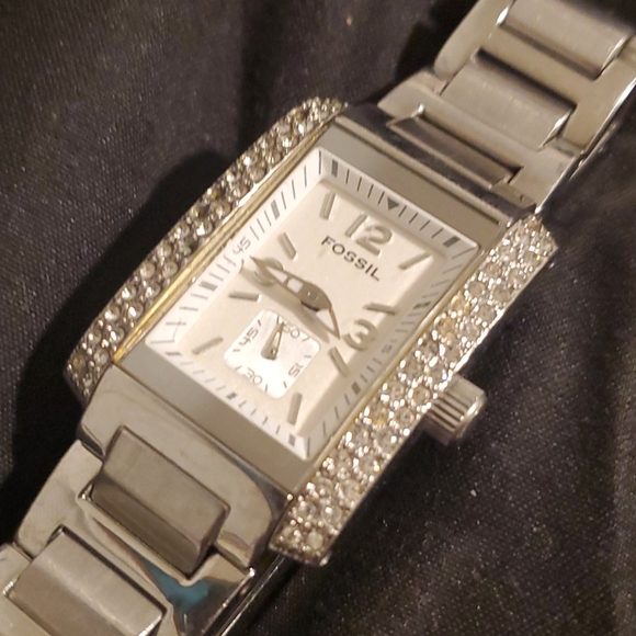 Fossil rectangular watch with rhinestone accents - Picture 2 of 2